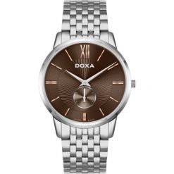 RABAT ZEGAREK DOXA Slim Line D155SBR. Pomarańczowe zegarki męskie marki DOXA, ze stali. W wyprzedaży za 1330,00 zł.