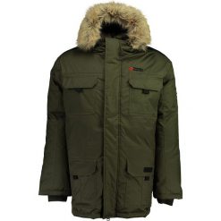 Kurtka zimowa w kolorze khaki. Brązowe płaszcze męskie Canadian Peak, na zimę, m, z aplikacjami, bez kaptura. W wyprzedaży za 327,95 zł.