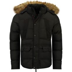 Kurtka zimowa "Benito" w kolorze czarnym. Czarne płaszcze męskie Geographical Norway Men, na zimę, xl, z aplikacjami, bez kaptura. W wyprzedaży za 229,95 zł.