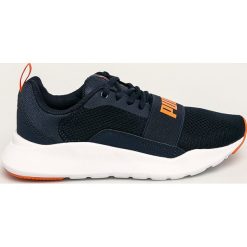 Puma - Buty dziecięce Wired. Niebieskie trampki chłopięce Puma, bez wzorów, z gumy, sportowe, z okrągłym noskiem, na sznurówki. Za 199,90 zł.
