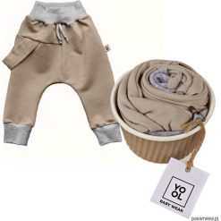 Spodnie niemowlęce: Spodnie baggy szelka beż