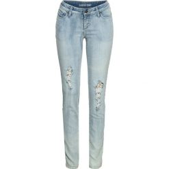 Dżinsy SKINNY bonprix niebieski "stone”. Niebieskie jeansy damskie bonprix, z nadrukiem, z elastanu. Za 69,99 zł.