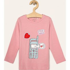 Name it - Longsleeve dziecięcy 92-128 cm. Różowe bluzki dziewczęce Name it, z nadrukiem, z elastanu, z okrągłym kołnierzem, z długim rękawem, długie, bez kaptura. Za 69,90 zł.