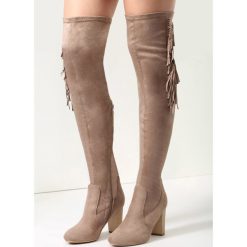 Khaki Kozaki Integral. Czerwone buty zimowe damskie marki other, z materiału. Za 129,99 zł.
