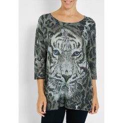 Sweter w kolorze szarym. Szare swetry damskie Jacqueline Riu, bez wzorów, ze splotem, klasyczne, bez rękawów, bez kaptura. W wyprzedaży za 79,95 zł.