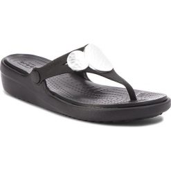 Chodaki damskie: Japonki CROCS - Sanrah Embellished Wedge Flip 204009 Black/Silver Metallic