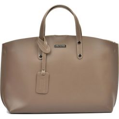 Shopper bag damskie: Skórzana torebka w kolorze fango- (S)30 x (W)39 x (G)11 cm