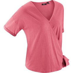 Shirt sportowy kopertowy z założeniem kopertowym, krótki rękaw bonprix dymny malinowy. Różowe bluzki sportowe damskie bonprix, bez wzorów, bez kołnierzyka, z krótkim rękawem, krótkie, bez kaptura. Za 54,99 zł.