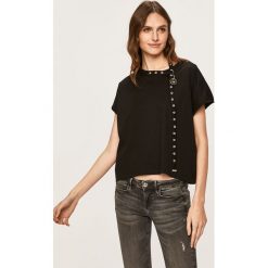 Diesel - T-shirt. Czarne bluzki damskie Diesel, s, bez wzorów, z elastanu, z okrągłym kołnierzem. Za 459,90 zł.