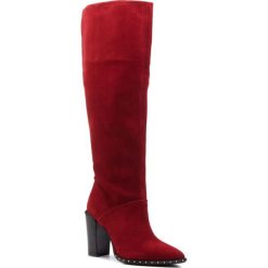 Kozaki BRONX - 14141-L BX 1217 Red 31. Czerwone kozaki damskie Bronx, ze skóry, przed kolano, na wysokim obcasie, na obcasie, bez zapięcia. W wyprzedaży za 429,00 zł.