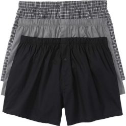 Bokserki z tkaniny (3 pary) bonprix czarno-biały w kratę. Czarne bokserki męskie marki bonprix, bez wzorów, z tkaniny. Za 68,97 zł.