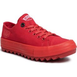 Tenisówki BIG STAR - FF274246 Red. Czerwone półbuty damskie BIG STAR, na co dzień, bez wzorów, z gumy, retro, bez obcasa, na płaskiej podeszwie, bez zapięcia. Za 119,00 zł.