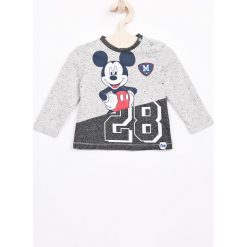 Blukids - Longsleeve dziecięcy Disney Mickey Mouse 74-98 cm. Szare t-shirty chłopięce Blukids, z nadrukiem, z bawełny, z długim rękawem. W wyprzedaży za 34,90 zł.