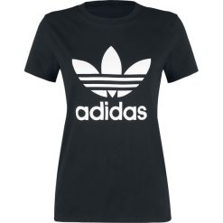 Adidas Trefoil Tee Koszulka damska czarny. Czarne koszulki damskie marki Adidas, l, z nadrukiem, z okrągłym kołnierzem, bez rękawów. Za 121,90 zł.