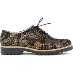 Półbuty - skóra naturalna - model 258 - kolor złota mozaika. Żółte półbuty damskie Zapato, bez wzorów, ze skóry, bez obcasa, bez zapięcia. Za 289,00 zł.