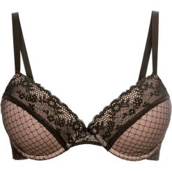 Biustonosz usztywniany bonprix cielisto-czarny. Brązowe biustonosze bonprix, bez wzorów. Za 54,99 zł.