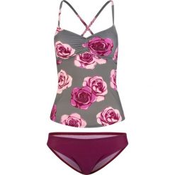 Tankini (2 części) bonprix szaro-bordowy z nadrukiem. Szare stroje kąpielowe damskie bonprix, z nadrukiem. Za 109,99 zł.