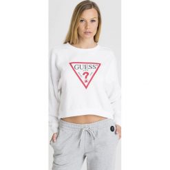 BLUZA Guess. Białe bluzy damskie Guess, s, z nadrukiem, z materiału, bez rękawów, bez kaptura. Za 195,30 zł.