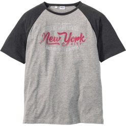 T-shirty męskie z nadrukiem: T-shirt z rękawami reglanowymi Regular Fit bonprix jasnoszary melanż – ciemnoniebieski