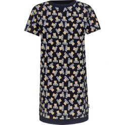 Sukienka MOSCHINO UNDERWEAR Print|Czarny. Czarne sukienki damskie marki Moschino Underwear, na co dzień, bez wzorów, z bawełny, bez kołnierzyka, z krótkim rękawem, krótkie, mini, proste. W wyprzedaży za 432,00 zł.