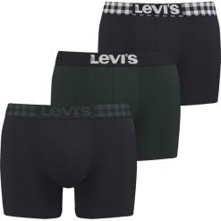 Levi's 3-pack Bokserki Czarny Zielony. Czarne bokserki męskie Levi's®, bez wzorów, z elastanu. Za 163,95 zł.