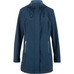 Parka softshell z kontrastowymi szwami bonprix ciemnoniebieski. Niebieskie parki damskie bonprix, bez wzorów, z softshellu, bez kaptura. Za 239,99 zł.