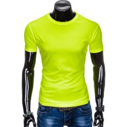 T-shirt męski bez nadruku S883 - żółty. Żółte t-shirty męskie Ombre Clothing, s, z nadrukiem, bez kołnierzyka. Za 19,99 zł.