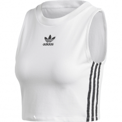 Koszulka adidas Originals Crop DH3163. Koszulki damskie Adidas, w paski, z elastanu, street, z kontrastowym kołnierzykiem, z krótkim rękawem. W wyprzedaży za 99,99 zł.