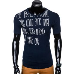 T-shirty męskie: T-SHIRT MĘSKI Z NADRUKIEM S1001 - GRANATOWY