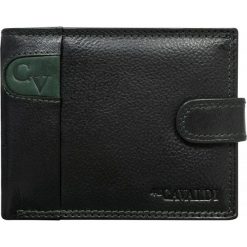 Portfel męski skórzany n992l-scv black+green. Czarne portfele męskie 4U Cavaldi, bez wzorów, ze skóry. Za 29,90 zł.