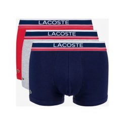 Lacoste 3-pack Bokserki Niebieski Czerwony Szary. Szare bokserki męskie Lacoste, bez wzorów, z elastanu. Za 197,95 zł.