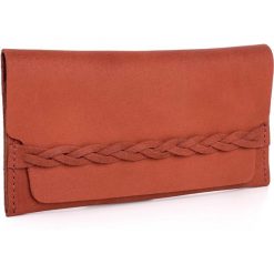 Portfele damskie: Woox Skórzany Damski Portfel Handmade Ceglany Moneta Efferta Cinnamonea