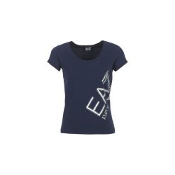 T-shirty z krótkim rękawem Emporio Armani EA7 TRAIN LOGO SERIES STRASS. Niebieskie t-shirty damskie marki Emporio Armani EA7, l, bez wzorów, bez kołnierzyka. Za 303,20 zł.