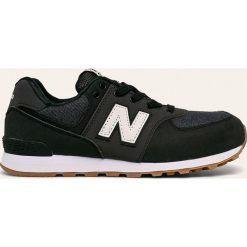 New Balance - Buty GC574DMK. Czarne trampki chłopięce New Balance, bez wzorów, z gumy, sportowe, z okrągłym noskiem, na sznurówki. Za 249,90 zł.