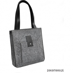 TOP GLAM - torebka dziurkowana ze skórą - szara. Szare torebki klasyczne damskie Pakamera, ze skóry. Za 160,00 zł.