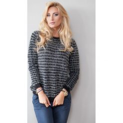 Puszysty sweter w kratę czarny. Czarne swetry klasyczne damskie marki Fasardi, xl. Za 49,00 zł.