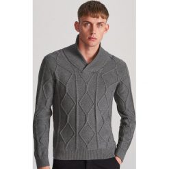 Strukturalny sweter z kołnierzem - Szary. Szare swetry męskie Reserved, s, bez wzorów, bez kołnierzyka, bez kaptura. Za 139,99 zł.