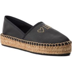 Espadryle LOVE MOSCHINO - JA10163G07JB0000 Nero. Czarne espadryle damskie Love Moschino, bez wzorów, ze skóry, bez obcasa, na płaskiej podeszwie. Za 639,00 zł.