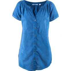 Bluzki damskie: Bluzka bawełniana "cold-dyed", krótki rękaw bonprix lazurowy