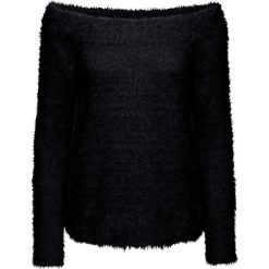 Sweter dzianinowy bonprix czarny. Niebieskie swetry klasyczne damskie marki bonprix, na lato, w kwiaty, z asymetrycznym kołnierzem. Za 89,99 zł.