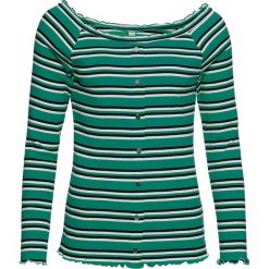 Shirt z długim rękawem, w paski bonprix turkusowo-zielony w paski. Zielone koszulki damskie bonprix, w paski, bez kołnierzyka, z długim rękawem. Za 44,99 zł.
