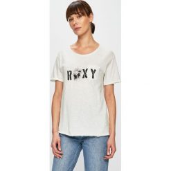 Roxy - Top. Białe bluzki damskie Roxy, s, z nadrukiem, z bawełny, z okrągłym kołnierzem. W wyprzedaży za 79,90 zł.