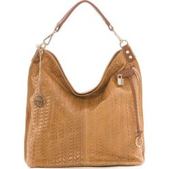 Shopper bag damskie: Skórzana torebka w kolorze jasnobrązowym – 42 x 38 x 17 cm