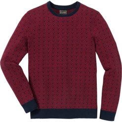 Sweter w delikatny wzór Regular Fit bonprix ciemnoniebiesko-czerwony rubinowy wzorzysty. Niebieskie swetry klasyczne męskie bonprix, l, z dzianiny. Za 89,99 zł.