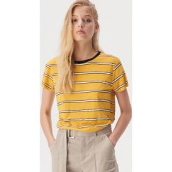 Koszulka w paski - Żółty. Żółte t-shirty damskie Sinsay, xl, w paski, bez kołnierzyka. W wyprzedaży za 14,99 zł.