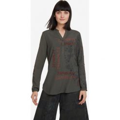Desigual Leeds Bluzka Szary. Szare bluzki damskie Desigual, s, z nadrukiem, z wiskozy, bez kołnierzyka, bez rękawów. Za 378,95 zł.