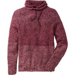 Sweter z szalowym kołnierzem Slim Fit bonprix czerwony melanż. Czerwone swetry klasyczne męskie bonprix, l, z aplikacjami. Za 74,99 zł.