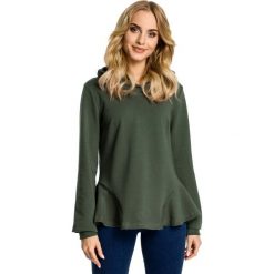 Khaki Bluza z Falbanką i Kapturem. Brązowe bluzy damskie marki Molly.pl, na jesień, l, z aplikacjami, z bawełny. Za 112,90 zł.