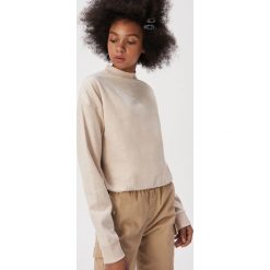 Bawełniana bluza z półgolfem - Beżowy. Brązowe bluzy damskie Sinsay, s, bez wzorów, z bawełny, bez rękawów, bez kaptura. Za 39,99 zł.