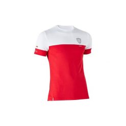 T-shirt do gry w piłkę nożną FF100 Polska. Czerwone t-shirty męskie marki KIPSTA, l, z bawełny. Za 39,99 zł.